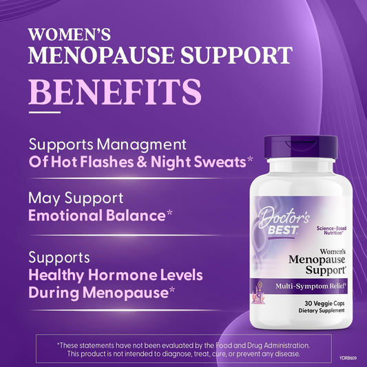 Doctor'S Best Womens Menopause Support, Multi-Symptom Relief, Non-Gmo, Gluten Free, Vegan 30 Veggie Caps