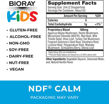 Bioray Kids Ndf Calm, Vanilla - 2 Fl Oz - Nourish The Liver & Remove Toxins - Non-Gmo, Vegan, Gluten Free - 1-2 Month Supply