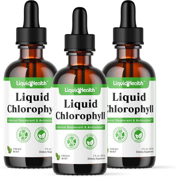 Liquidhealth Liquid Chlorophyll Drops - Internal Deodorizer, Antioxidants, Liver Detox, Immune Support, Relieve Bad Breath, Reduce Appetite, Collagen For Hair & Skin Health - Vegan, Non-Gmo (3 Pack)