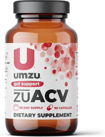 Umzu Zuacv Prebiotics Digestive Supplement | Apple Cider Vinegar Prebiotic Blend For Digestion, Gut Health & Immunity | Relieves Occasional Bloating W/No Vinegar Taste (30 Day Supply | 90 Capsules)