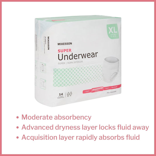 Mckesson Super Underwear, Incontinence, Moderate Absorbency, Xl, 56 Count