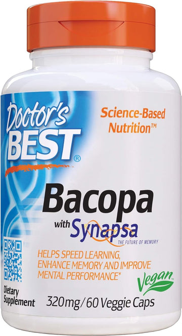 Doctor'S Best Bacopa With Synapsa, Brain, Enhances Memory, Antioxidant, Non-Gmo, Vegan, Gluten & Soy Free, 320 Mg, 60 Count