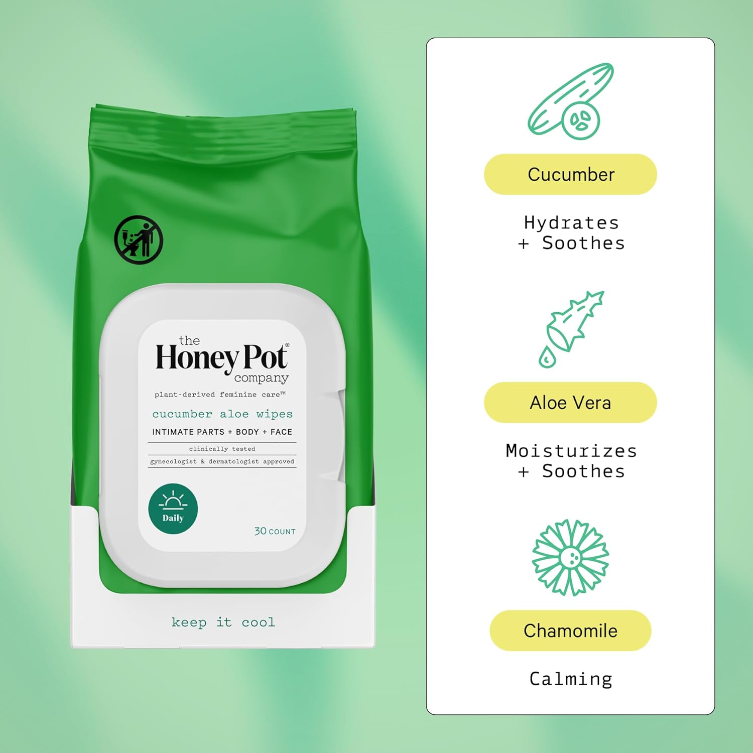 The Honey Pot Company - Heavy Liners & Cucumber Aloe Feminine Wipes Bundle - Pads Infused w/Essential Oils - Natural Hygiene Feminine Products - Sanitary Pads - Feminine Care - FSA & HSA Eligible : Health & Household