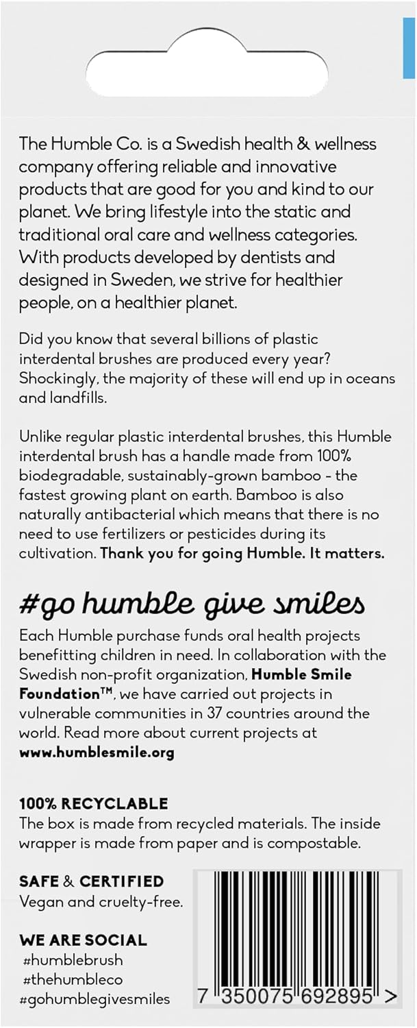 THE HUMBLE CO. - Interdental Brushes - Size 3-0.6 mm - Developed by Dentists - Designed in Sweden - Teeth Cleaning - Vegan & Cruelty-Free - 6p : Amazon.co.uk: Health & Personal Care