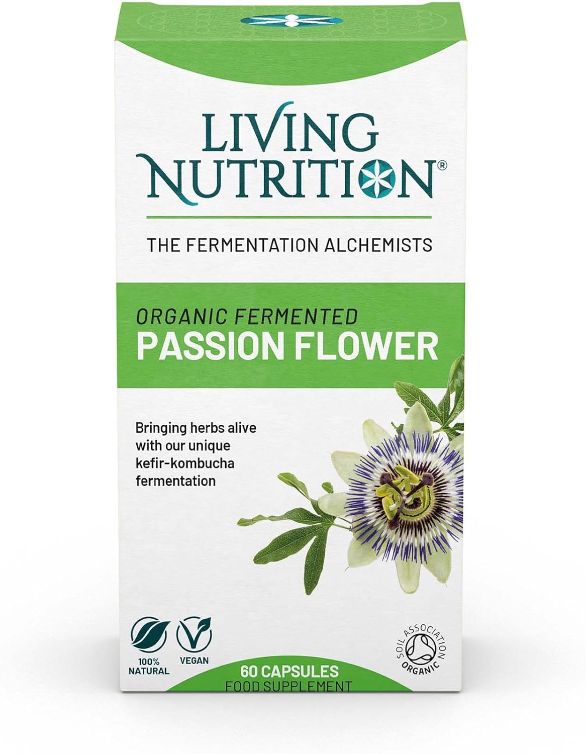 Living Nutrition Organic Fermented Passion Flower (60 Caps) - 500mg Passion Flower per Serving - Fermentation-Activated Flavonoids, Including Chrysin : Amazon.co.uk: Health & Personal Care