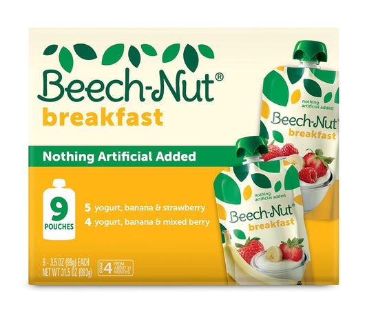 Beech-Nut Stage 4 Breakfast Baby Food Pouches Variety Pack (9 Count, 3.5 Oz Pouches)