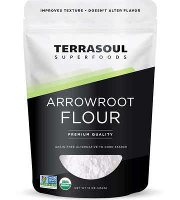 Terrasoul Superfoods Organic Arrowroot Flour, 1 Lb - Gluten-Free | Improves Texture For Keto Baking | Doesn'T Alter Flavor