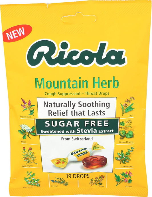 Ricola Sugar Free Throat Drops Original Swiss Herb - 19 ct, Pack of 2