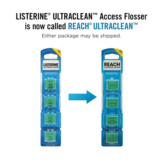 REACH® Listerine Ultraclean Access Flosser Refill Heads | Dental Flossers | Refillable Flosser | Effective Plaque Removal | Mint Flavored | 28 ct, 6 Pack