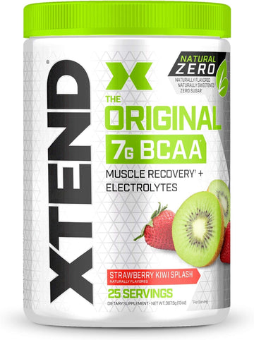 Xtend Natural Zero Bcaa Powder Strawberry Kiwi Splash | Free Of Artificial Sweeteners, Flavors, And Chemical Dyes | Post Workout Drink With Amino Acids | 7G Bcaas For Men & Women | 25 Servings