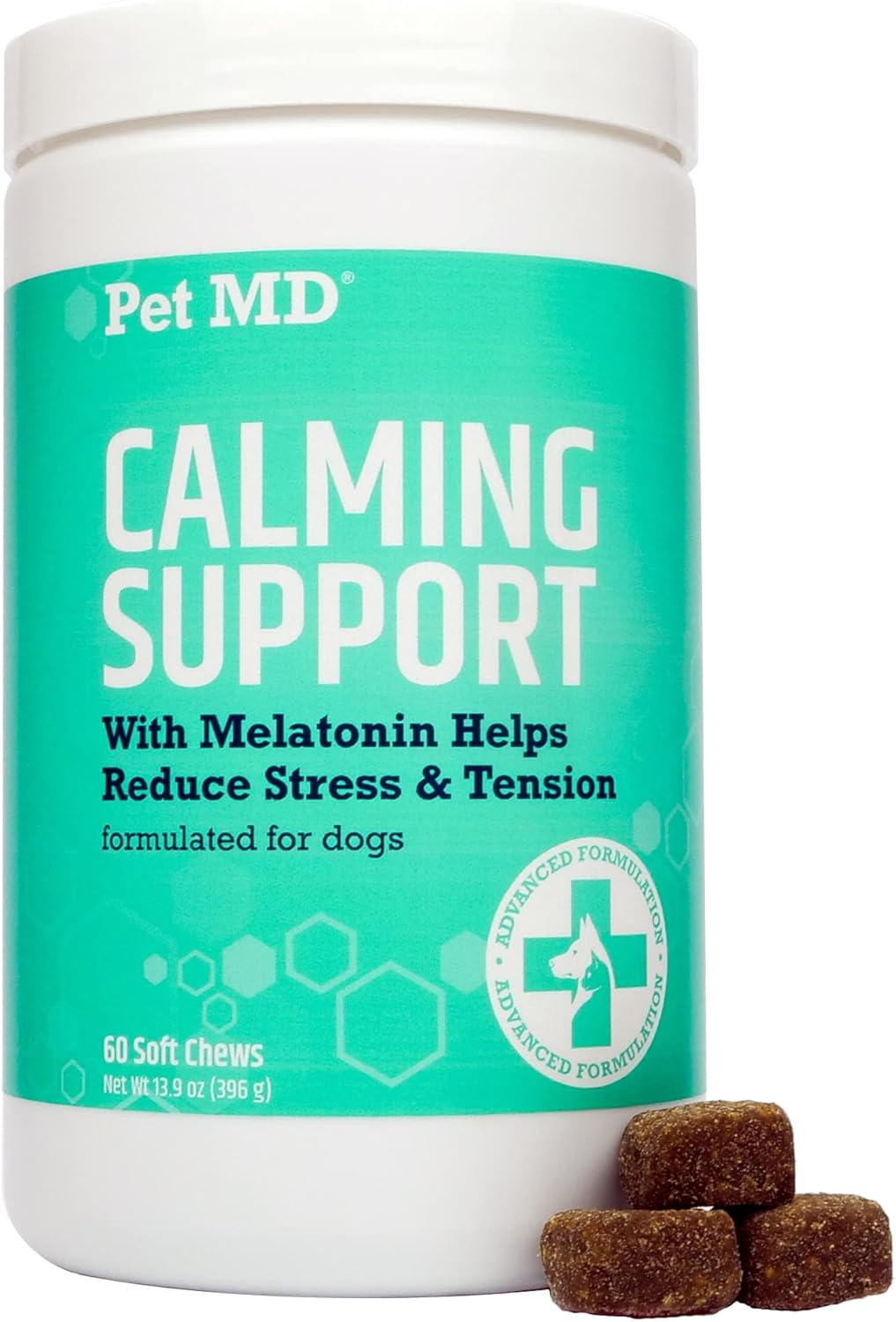 Pet Md Calming Chews For Dogs - Separation Anxiety Relief For Dogs - Enhanced With Melatonin & Ginger - Puppy & Dog Calming Treats For Chronic Or Acute Anxiety - 60 Ct