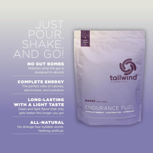 Tailwind Nutrition Endurance Fuel, Sports Drink Powder Mix With Electrolytes, Non-Gmo, Free Of Soy, Dairy, And Gluten, Vegan Friendly, Naked Unflavored, 50 Servings