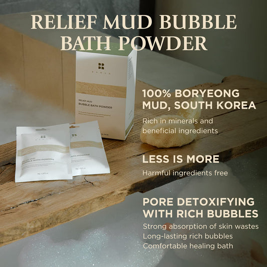 Relief Mud Bubble Bath Powder 50G, Pack Of 6 - Mud Powder Bubble Bath For Kids To Adult, Relaxation Bathing Powder, Long-Lasting Bubbles With Natural Moisturizing Oil, Sebum Control & Hydrating