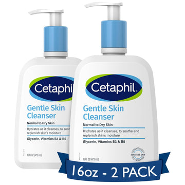 Cetaphil Face Wash, Hydrating Gentle Skin Cleanser For Dry To Normal Sensitive Skin, New 16 Oz 2 Pack, Fragrance Free, Soap Free And Non-Foaming