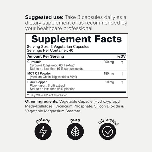 Toniiq Turmeric Curcumin Supplements 72,000Mg 60:1 | 1200Mg Per Serving | 97% Curcuminoids Tumeric With Black Pepper & Mct Oil For Absorption - Turmeric Pills - 120 Vegetarian Curcuma Capsules