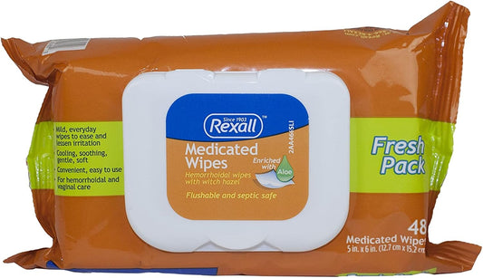 Rexall Medicated Hemorrhoid Wipes 48 : Health & Household