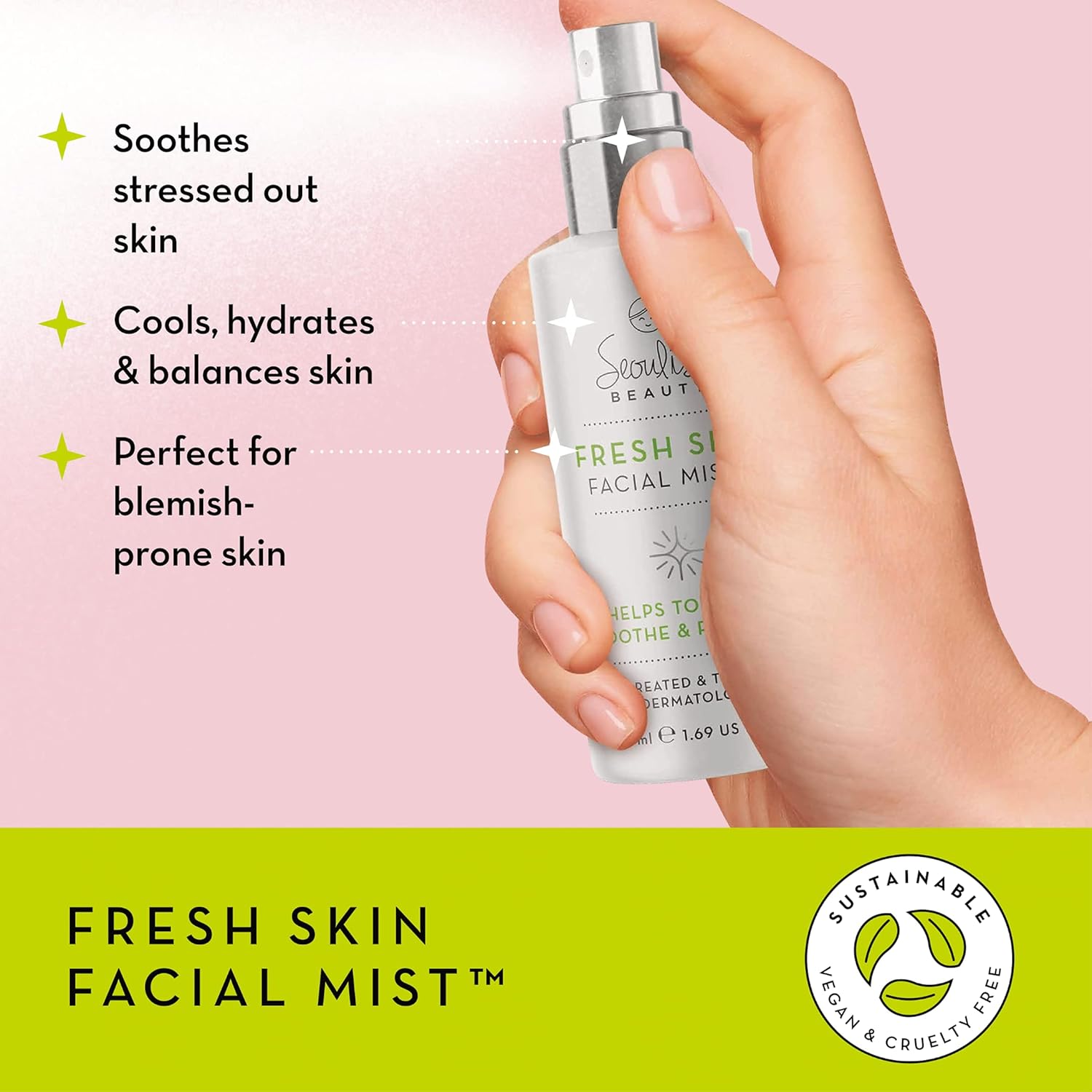 Seoulista Beauty® Fresh Skin Facial Mist™ 50ml | Calm, Soothe and Protect Stressed-Out Skin | Dermatologist Created Korean Skin Care | Minimises Redness, Reduces Irritation and Calms Inflammation. : Amazon.co.uk: Beauty