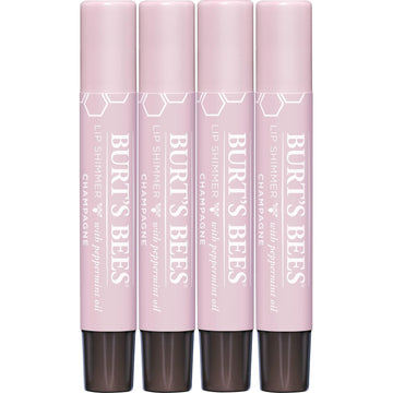 Burt's Bees Shimmer Lip Tint Set, Mothers Day Gifts for Mom Tinted Lip Balm Stick, Moisturizing for All Day Hydration with Natural Origin Glowy Pigmented Finish & Buildable Color, Champagne (4-Pack)