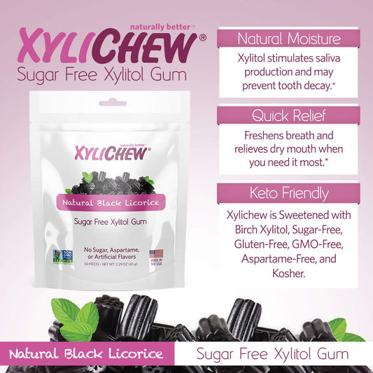 Xylichew 100% Xylitol Chewing Gum - Non Gmo, Non Aspartame, Gluten Free, And Sugar Free Gum - Natural Oral Care, Relieves Bad Breath And Dry Mouth - Pomegranate Raspberry, 60 Count