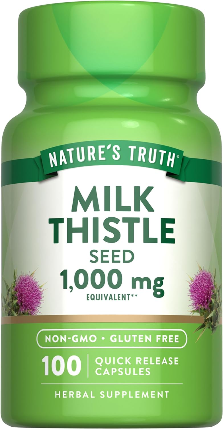 Milk Thistle Extract Capsules | 1000Mg | 100 Count | Non-Gmo & Gluten Free Supplement | By Nature'S Truth