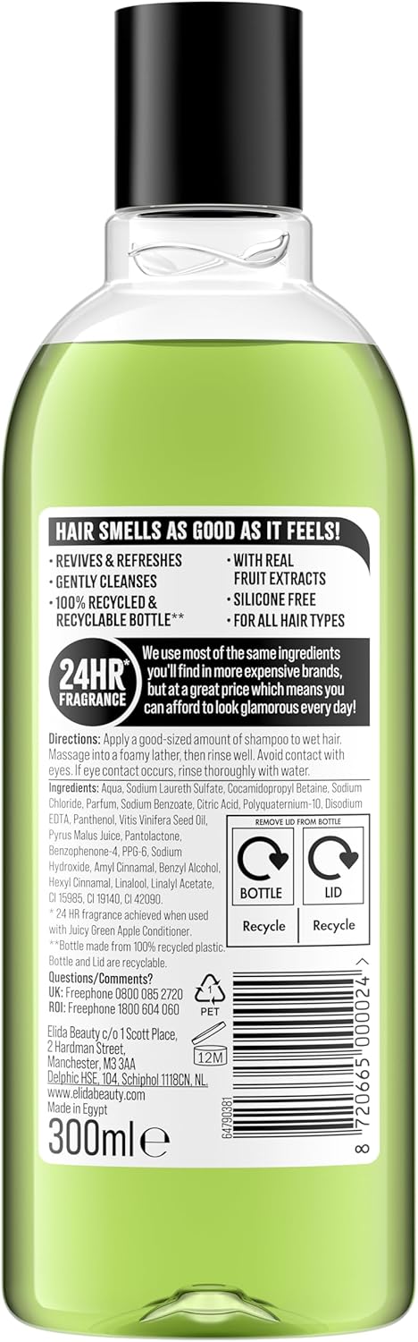 Alberto Balsam Juicy Green Apple Shampoo - 300Ml - 24Hr Fragrance - Pro-Vitamin B5 - All Hair Types