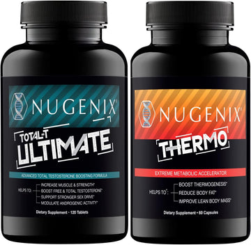 Nugenix Total-T Ultimate Free And Total Testosterone Booster For Men Thermo Fat Burner For Men Bundle