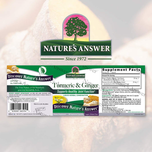 Nature's Answer Turmeric and Ginger Capsules 90 Count | Supports Healthy Joint Comfort