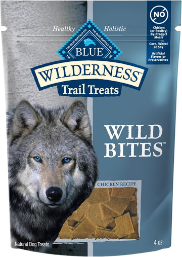 Blue Buffalo Wilderness Trail Treats Wild Bites Dog Treats, Grain-Free And High-Protein Soft-Moist Dog Treats Made With Natural Ingredients, Chicken Recipe, 4-Oz. Bag
