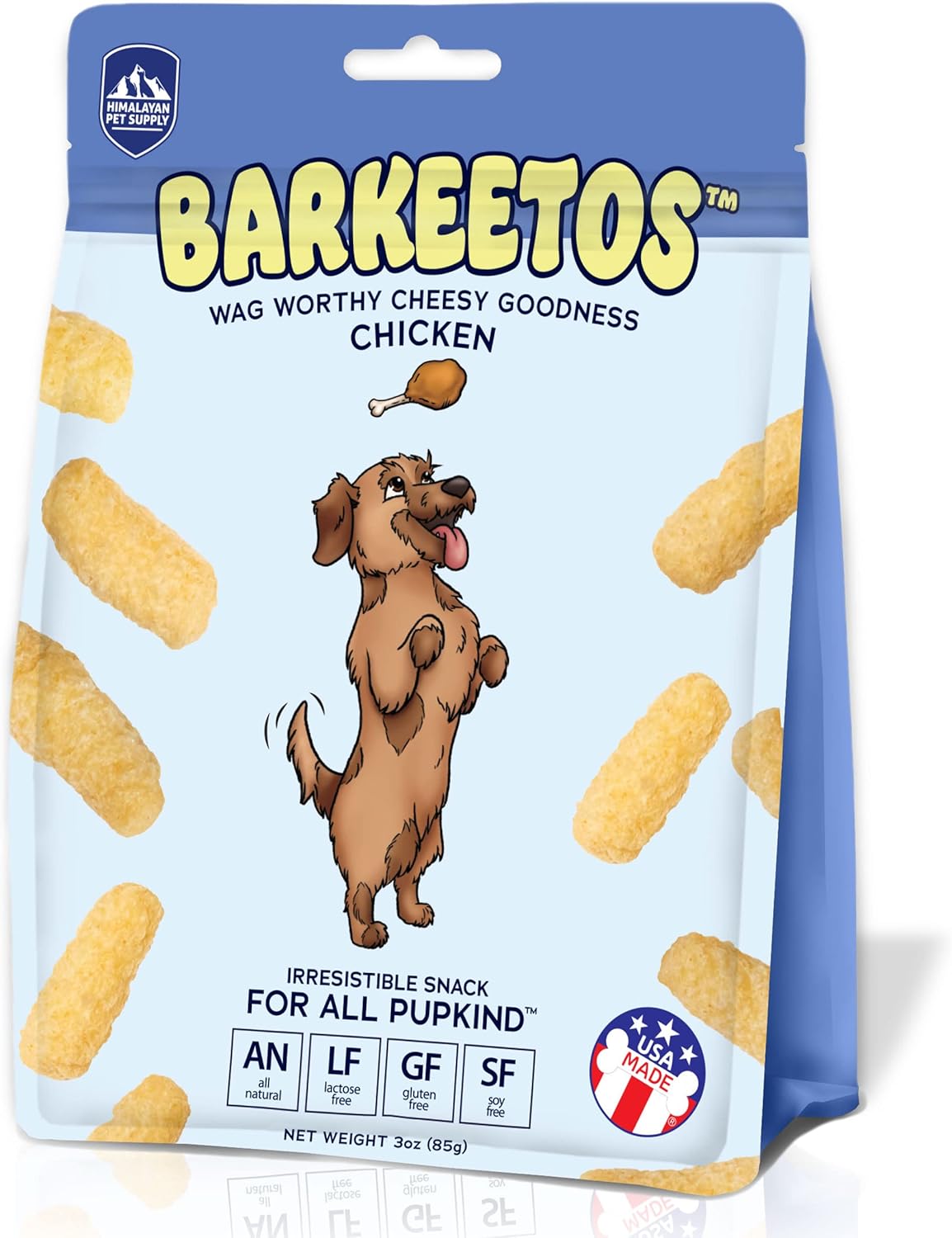 Barkeetos Chicken | Made With Real Himalayan Cheese And Chicken | Protein Rich - Lactose Free - Gluten Free - Grain Free | Usa Made | For All Breeds | 3 Oz Of Droolicious, Crunchy Goodness