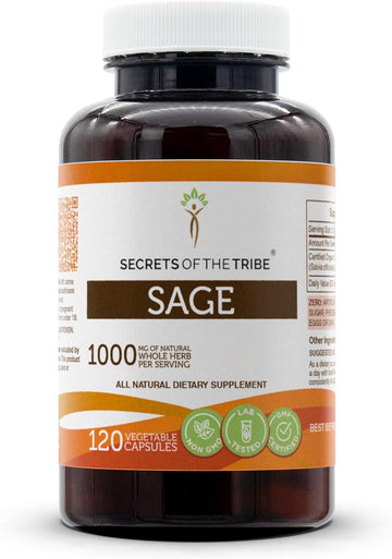 Secrets of the Tribe Sage 120 Capsules, 1000 mg, Sage (Salvia officinalis) Dried Leaf (120 Capsules)