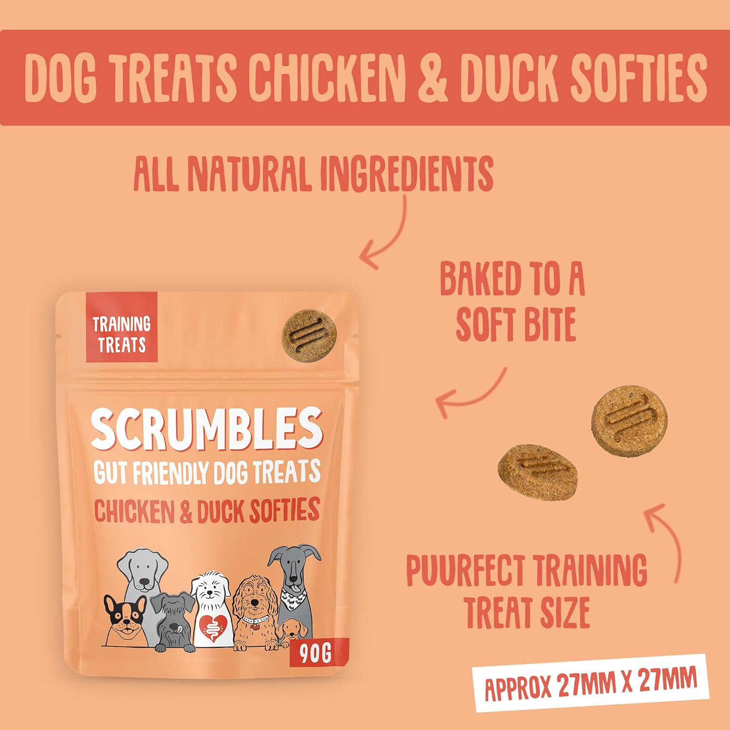 Scrumbles Softies, Chicken & Duck Training Treats, 90g :Grocery