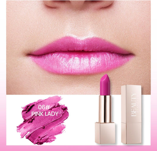 Beauty Searcher Metallic Shine Lipstick 3D Makeup For Woman Velvet Matte Lipsticks Moisturizing No-Stick Cup Lip Makeup, Long Lasting Waterproof Shine Lipstick(Champagne Pink)