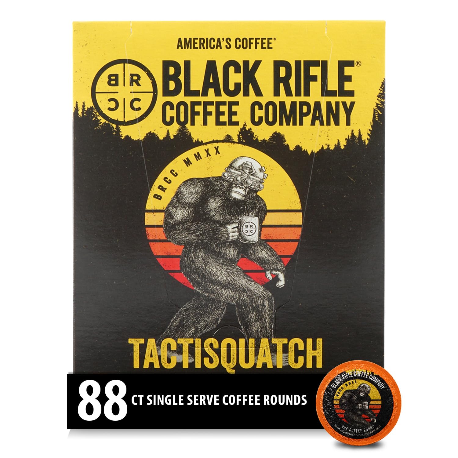 Black Rifle Coffee Company, Single Serve Coffee Pods, Tactisquatch, Dark Roast Coffee Pods, 88 Count