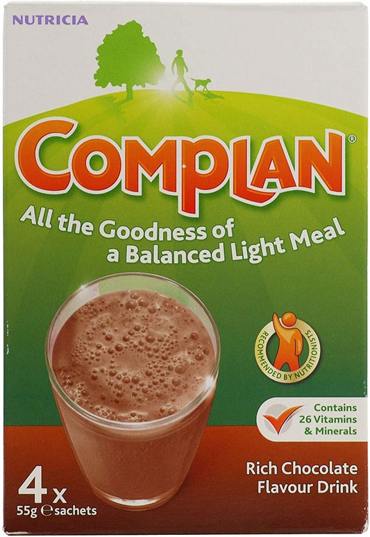 Complan Nutritious Vitamin Rich Drink Chocolate Flavour 4 x 55g Sachets : Amazon.co.uk: Health & Personal Care
