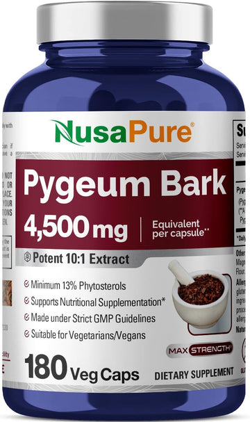 Nusapure Pygeum Bark 4500Mg 180 Veggie Caps (Non-Gmo, Gluten Free)