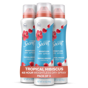 Secret Dry Spray Antiperspirant Deodorant, Tropical Hibiscus, 4.1 Oz (Pack Of 3)