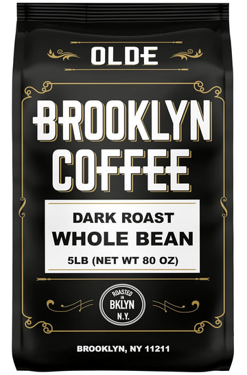 Brooklyn Coffee Whole Bean, Classic Dark Roast (5Lb) Bold, Smooth Taste, Intense Aroma - Fresh Bulk Coffee Beans Roasted Weekly In Nyc