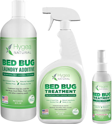 Exterminator Combo Pack, Non Toxic Treatment, Natural Bugs & Lice Eradicator, Includes Spray 24 Oz, Travel Spray 3 Oz & Laundry Treatment 32 Oz