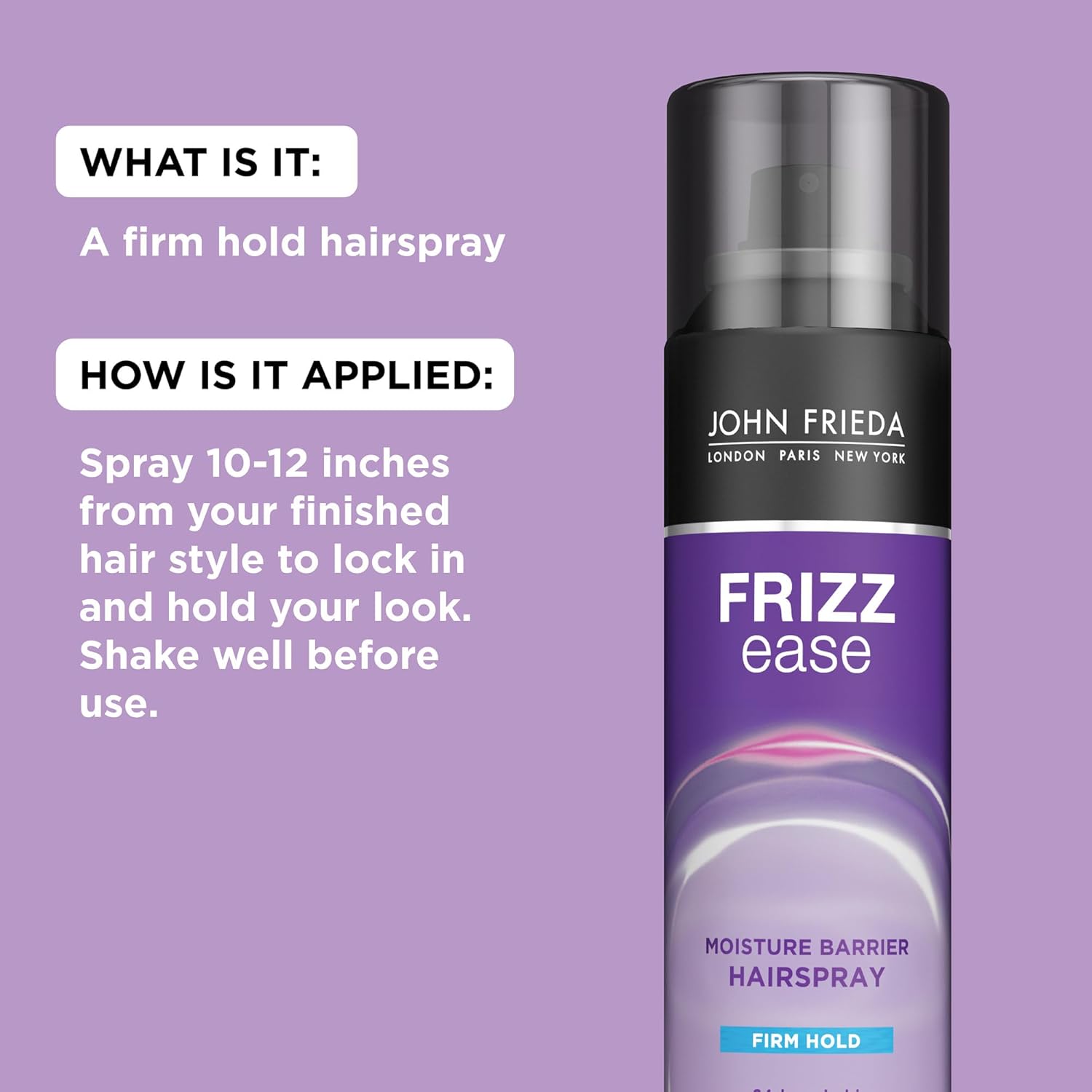 John Frieda Anti Frizz, Frizz Ease Firm Hold Hairspray, Anti-Humidity Spray for Hair, for 24-hour Hold, 12 Oz, Pack of 2 : Beauty & Personal Care