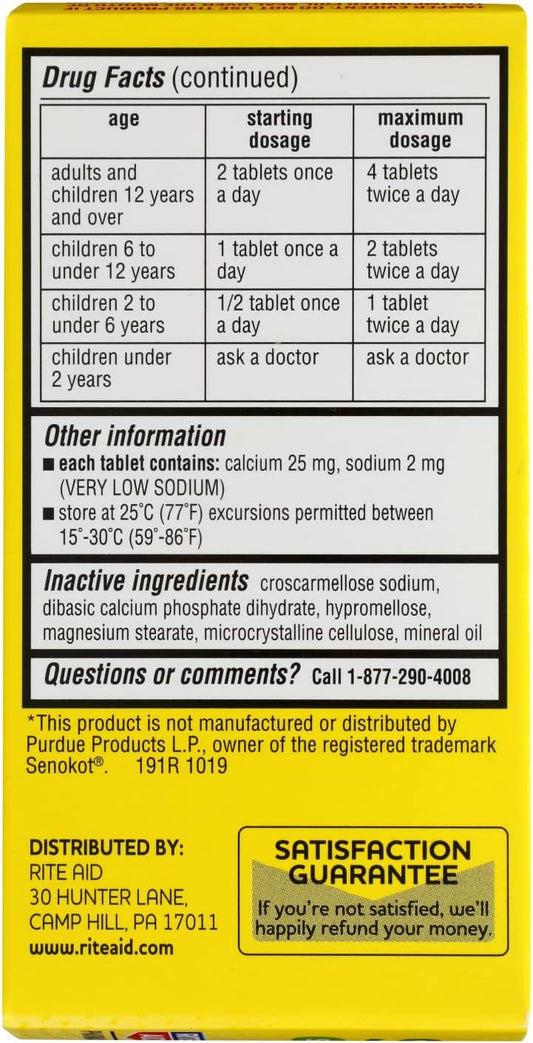 Rite Aid Pharmacy Vegetable Laxative Tablets, Senna Formula - 200 Ct