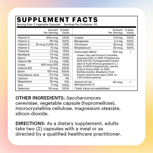 Because Multivitamin Adults 60+, Multimineral Supplement, C, And B-Vitamins, Gluten Free, Non-Gmo Capsules, Supports Memory & Vitality, Iron Free - 600Mg Serving