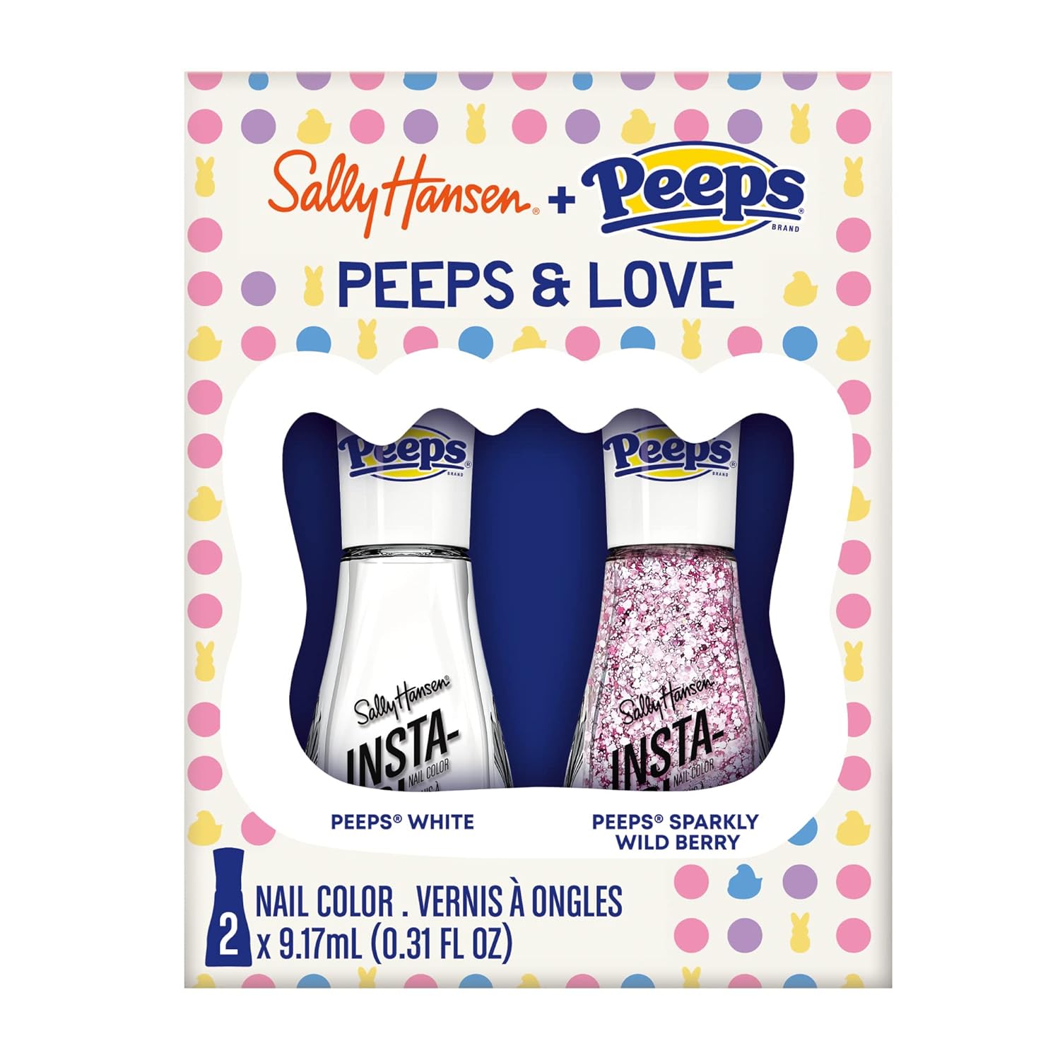 Sally Hansen Insta Dri Nail Polish Duo 2 Pack: Peeps & Love (Peeps White & Peeps Sparkly Wild Berry)