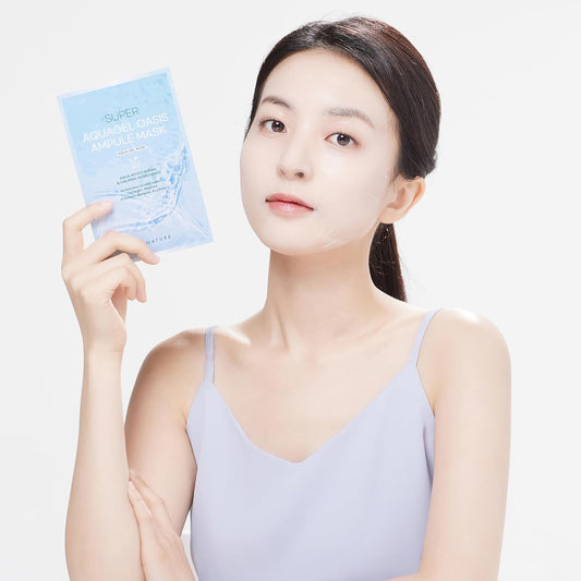 Super Aquagel Oasis Ampule Mask | Sheet Mask, Pore Minimizing Soothing, Moisturizing, Nourishing | 10Ea