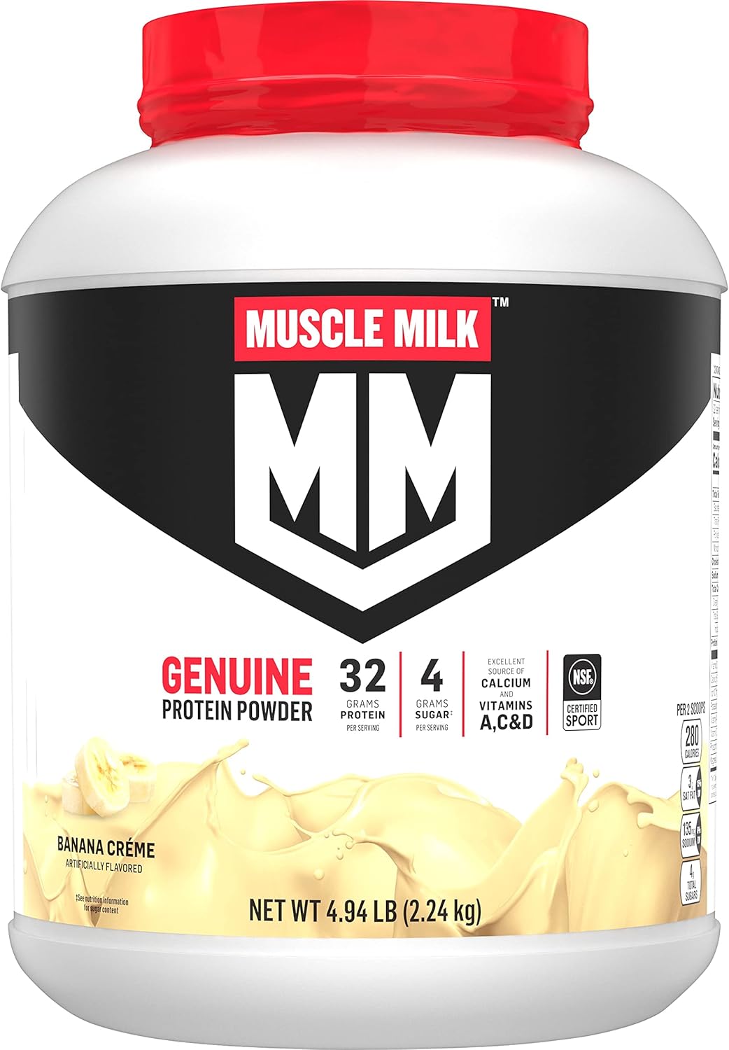 Muscle Milk Genuine Protein Powder, Banana Crème, 32G Protein, 5 Pound, 32 Servings