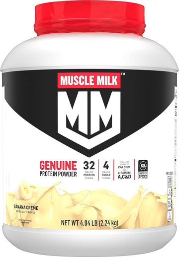 Muscle Milk Genuine Protein Powder, Banana Crème, 32G Protein, 5 Pound, 32 Servings