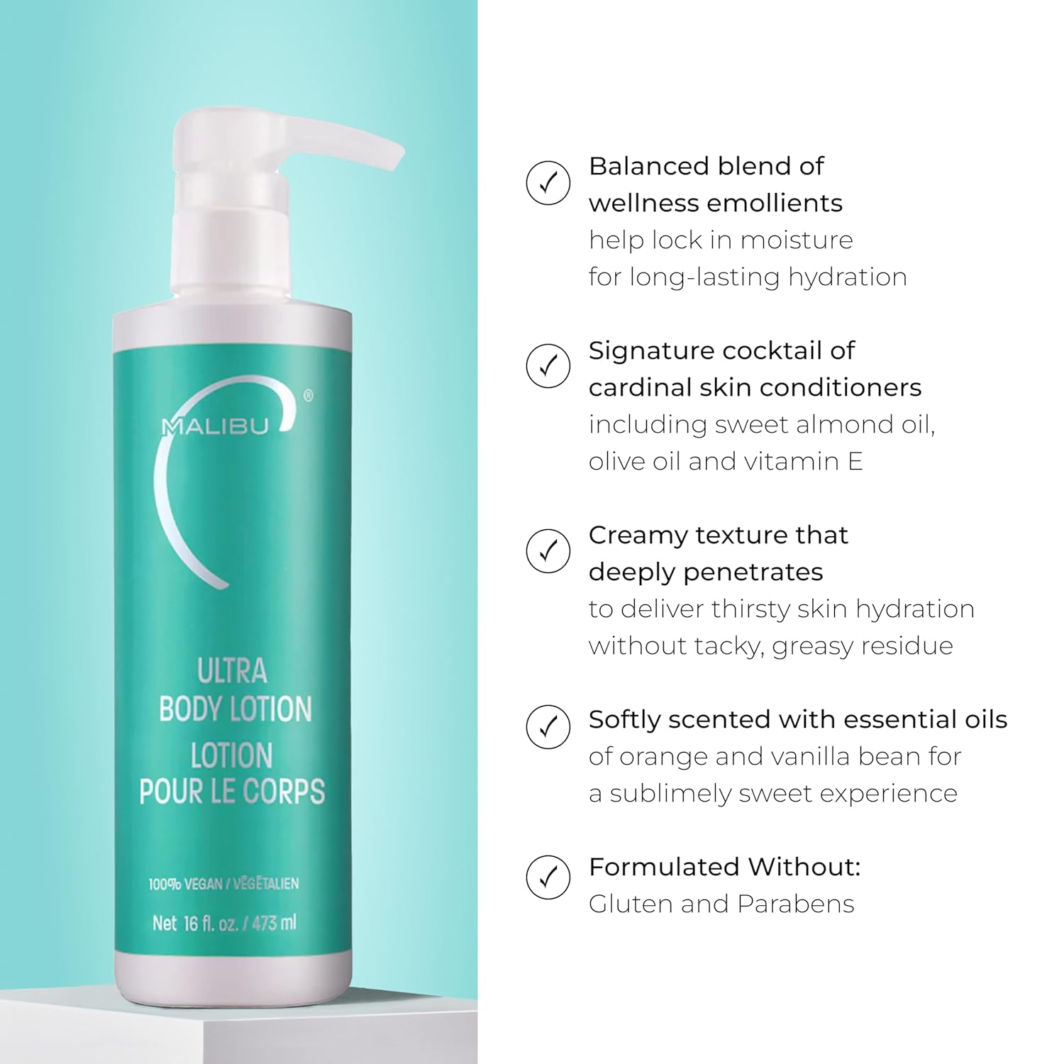 Malibu C Ultra Body Lotion - Hydrating Lotion For Extremely Dry Skin - Delivers Weightless Moisture & Radiant Glow - Safe For All Skin Types (16 Fl Oz) : Beauty & Personal Care