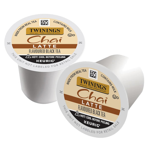 Twinings Chai Latte Black Tea K-Cup Pods For Keurig, 12 Count (Pack Of 6), Creamy, Slightly Sweet, Less Sugar, Caffeinated, Enjoy Hot Or Iced