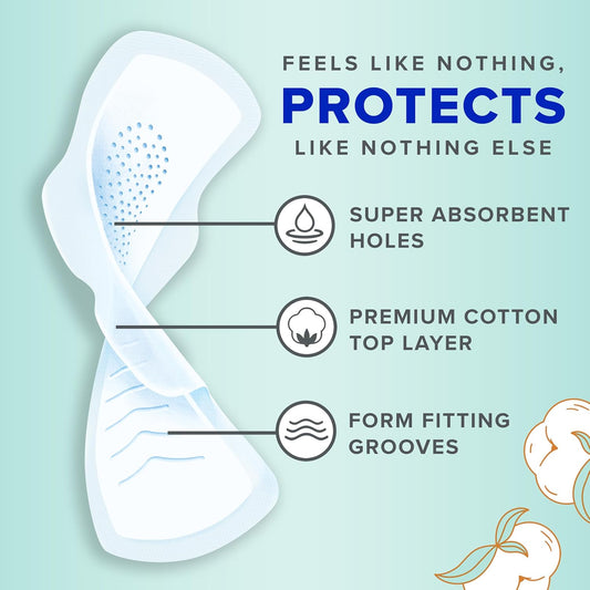 Always Pure Cotton Feminine Pads For Women, Size 3, Extra Heavy Flow, With Wings, Unscented, Free Of Dyes, Fragrances, And Chlorine Bleaching, 22 Count X 3 Packs (66 Count Total)