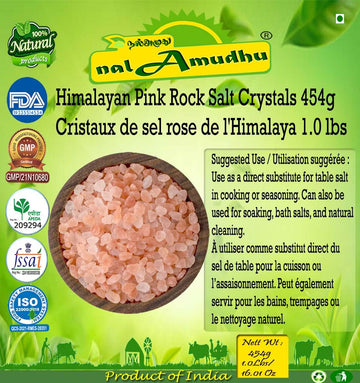 Nalamudhu Himalayan Pink Rock Salt Crystals| Induppu | Sendha Namak 454G | 1.0Lbs