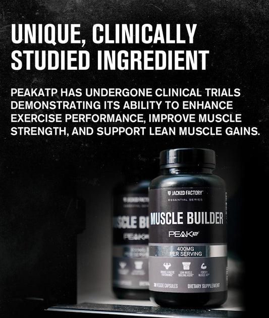 Jacked Factory Essentials Muscle Builder - Atp Muscle Builder For Men With Peak Atp To Support Muscle Gain, Enhance Athletic Performance, & Increase Strength - 30 Capsules